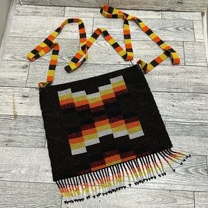 American Indian seed beaded cross body purse